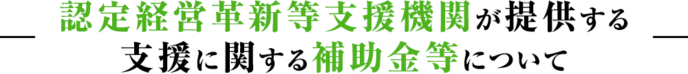 認定経営革新等支援機関が提供する支援に関する補助金等について